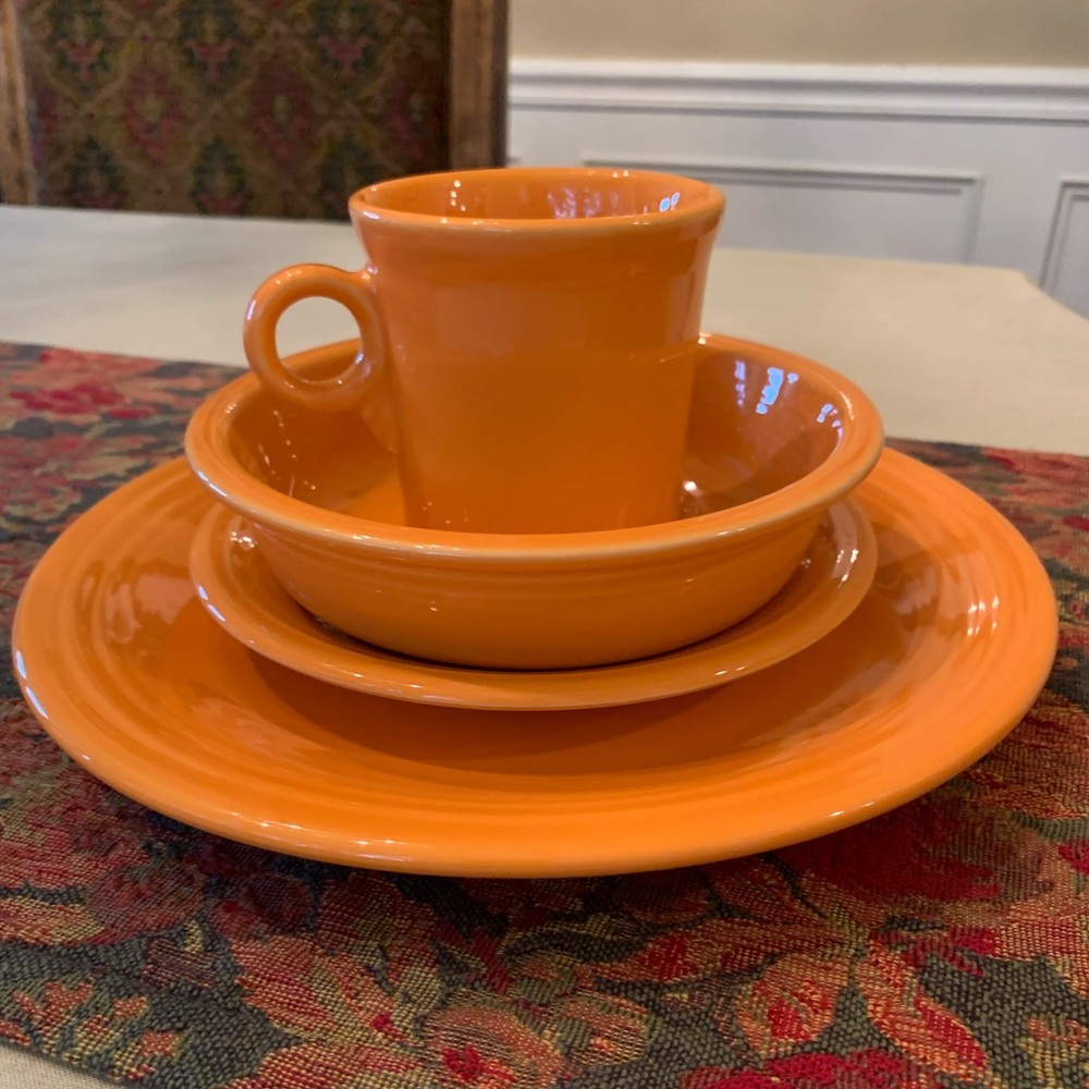Fiestaware Tangerine Four Piece Place Setting
